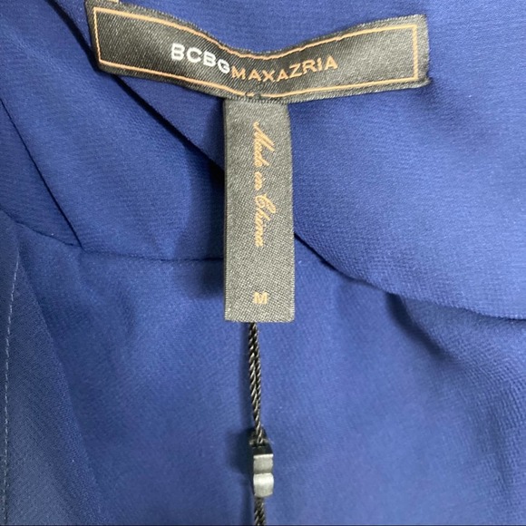 BCBGMaxAzria NWT Wms Medium Blue Velvet Cowl Back Cocktail Party Social Dress - Picture 4 of 16